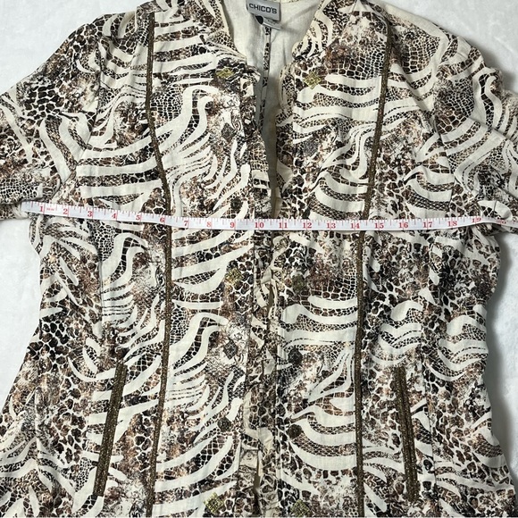 Chico's animal print linen blend size 2 overshirt - Picture 4 of 13